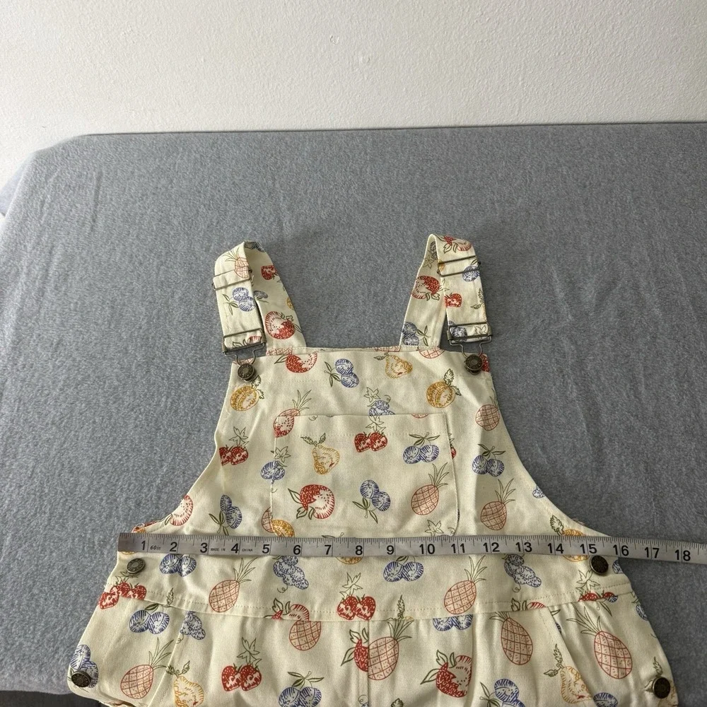 New SM Wardrobe Fruit Print Overall Dress Jumper Twee Pockets Women's Small